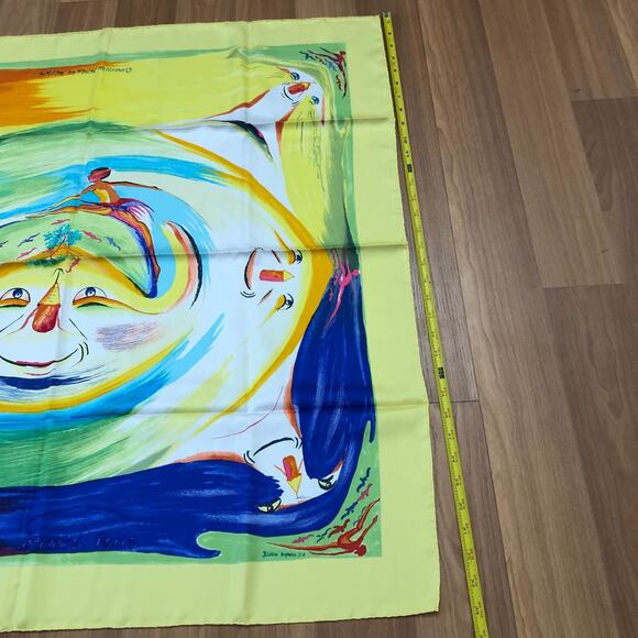 Hermes Paris Smiles In Third Millenary NEW 100% Silk Scarf France RARE 35x34 HRJ - Picture 4 of 14
